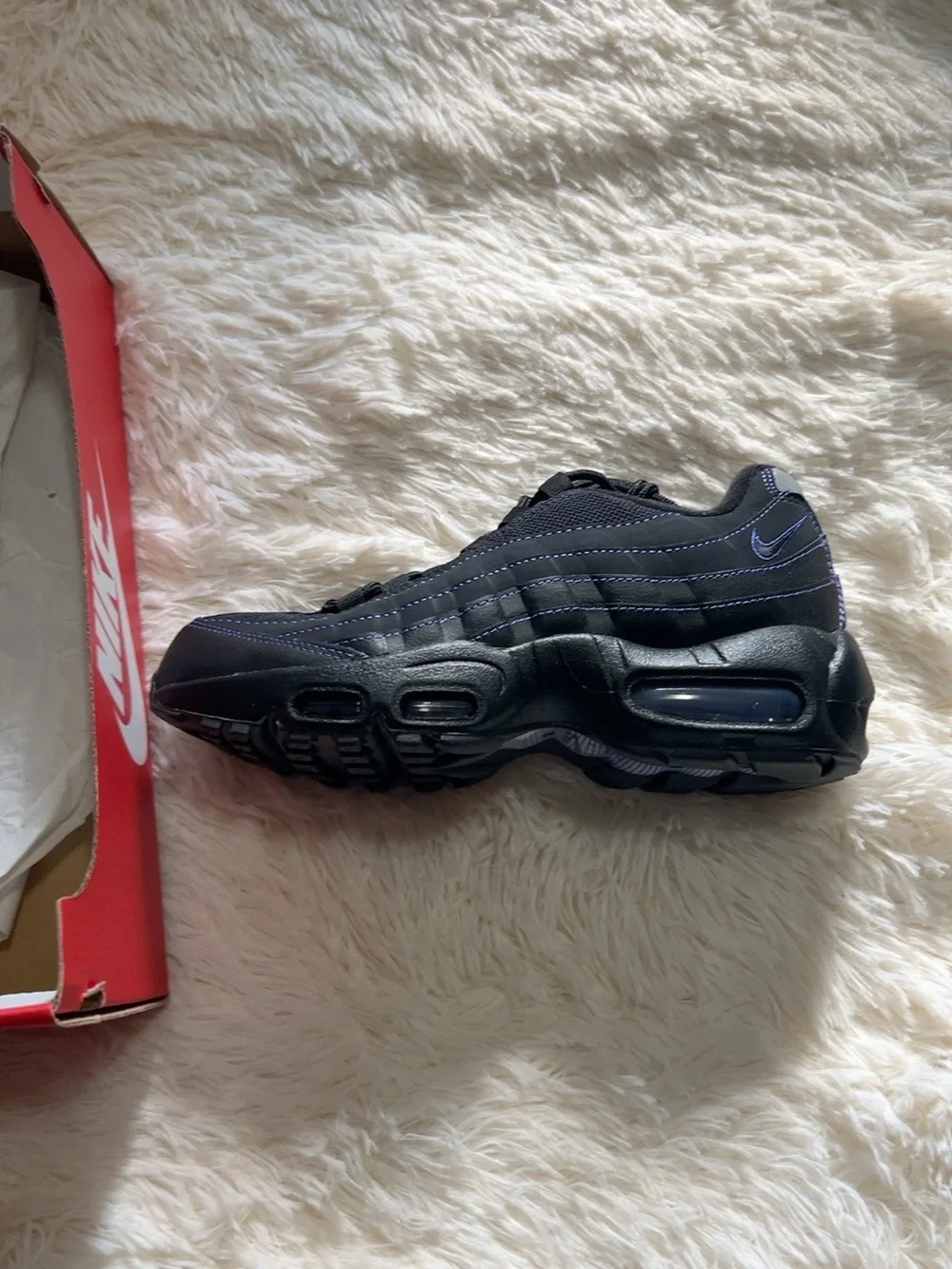 Nike Youth Black with Purple Stitching Air Max-Style Sneaker